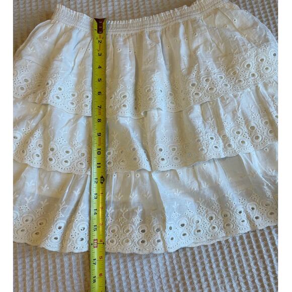 House of Harlow 1960 Ruffle Cottage Core White Eyelet Tiered Mini Skirt Small - Picture 5 of 11